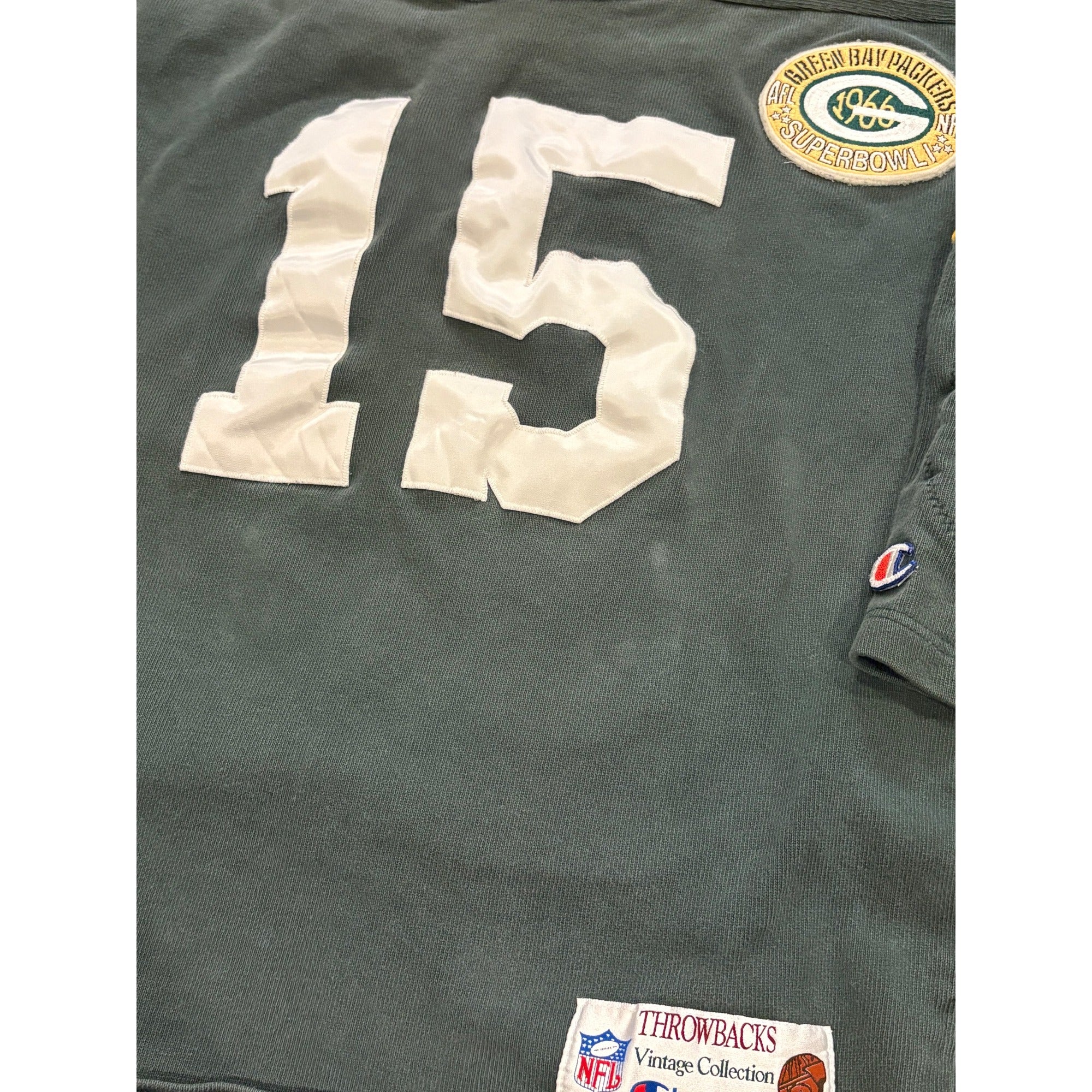 Vintage Champion Throwbacks Green Bay Packers Bart Starr #15 Sweatshirt Jersey L