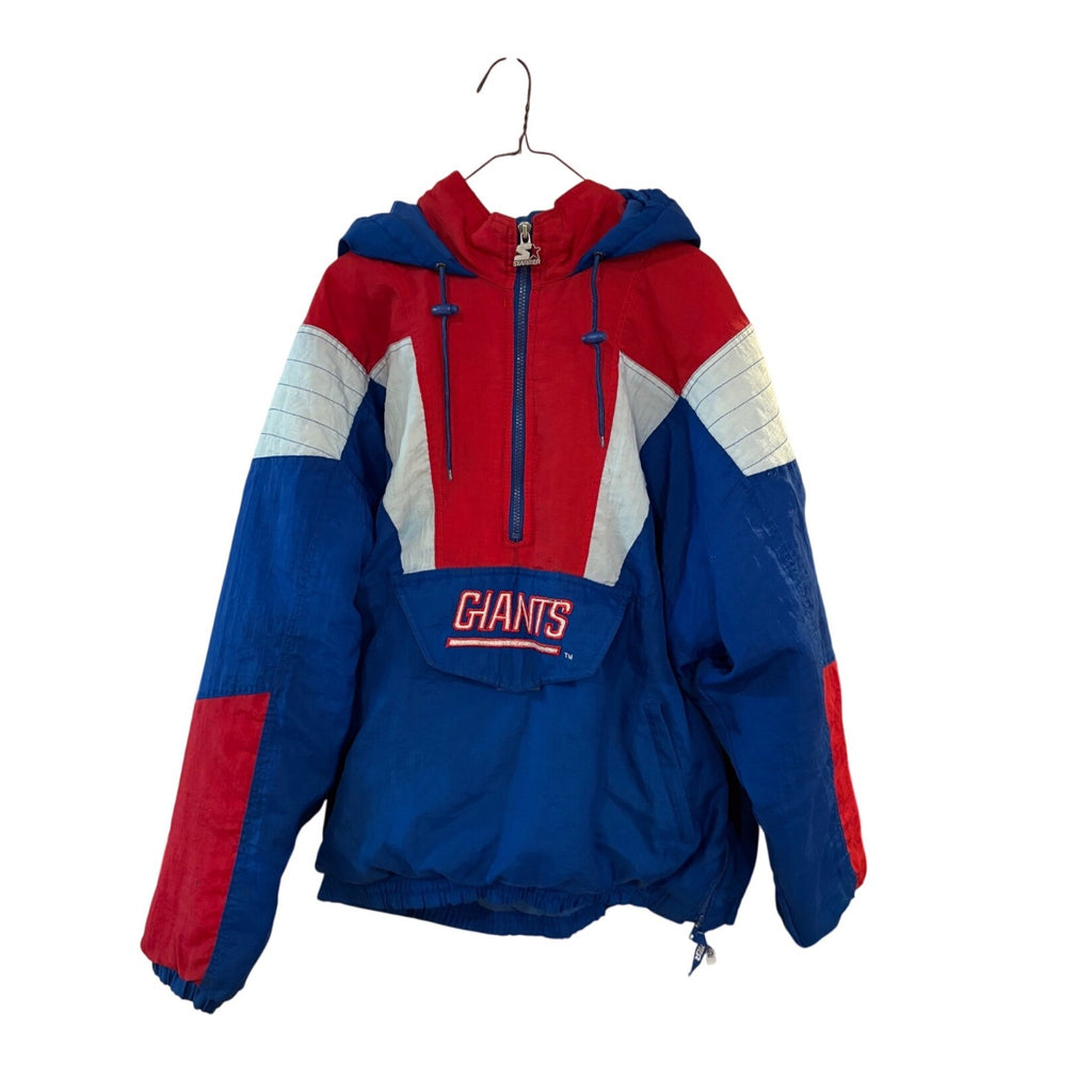 Vtg 90s Starter New York Giants Pro Line Puffer Jacket Men's XL Pullover 1/2 Zip