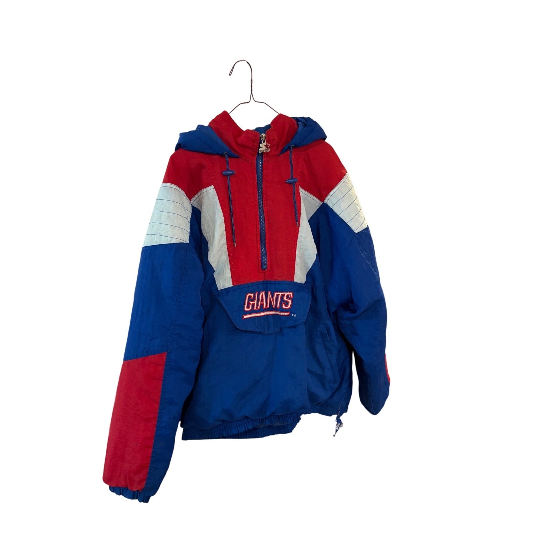 Vtg 90s Starter New York Giants Pro Line Puffer Jacket Men's XL Pullover 1/2 Zip