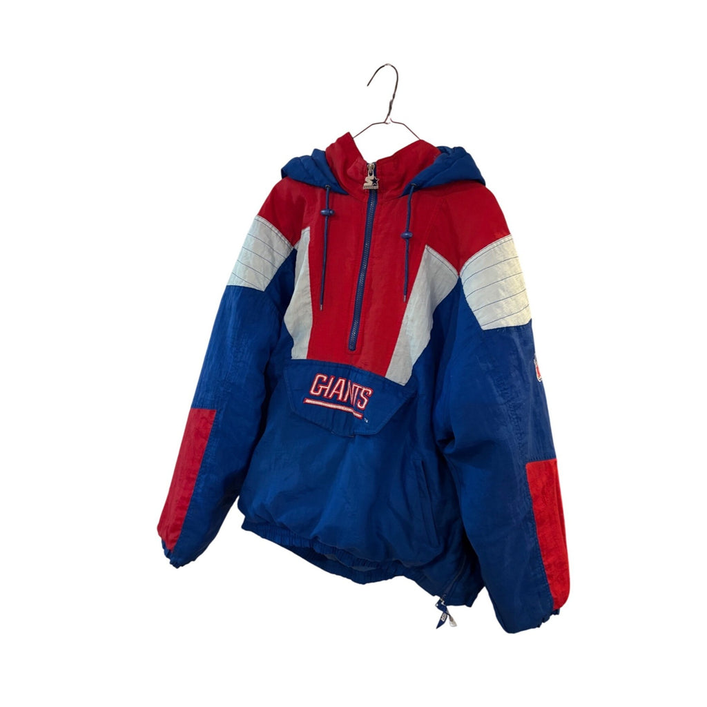 Vtg 90s Starter New York Giants Pro Line Puffer Jacket Men's XL Pullover 1/2 Zip