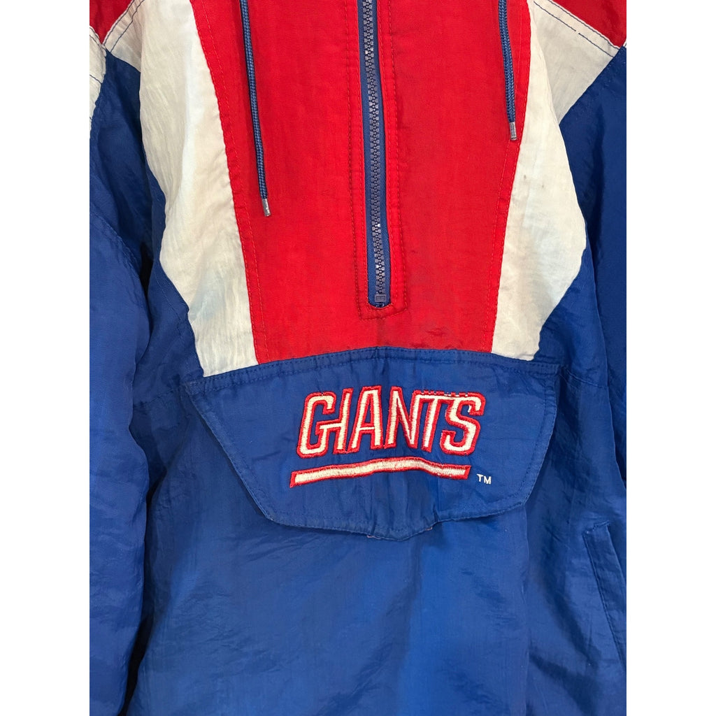 Vtg 90s Starter New York Giants Pro Line Puffer Jacket Men's XL Pullover 1/2 Zip