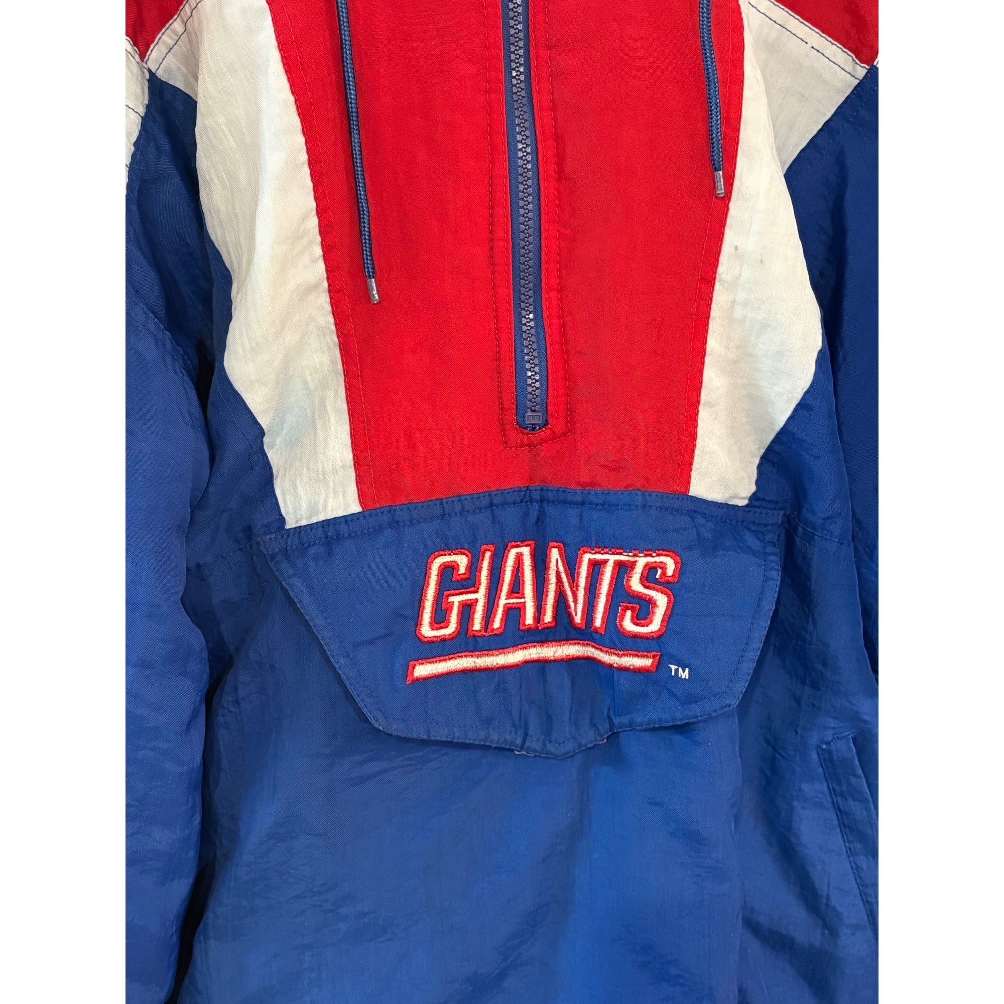 Vtg 90s Starter New York Giants Pro Line Puffer Jacket Men's XL Pullover 1/2 Zip