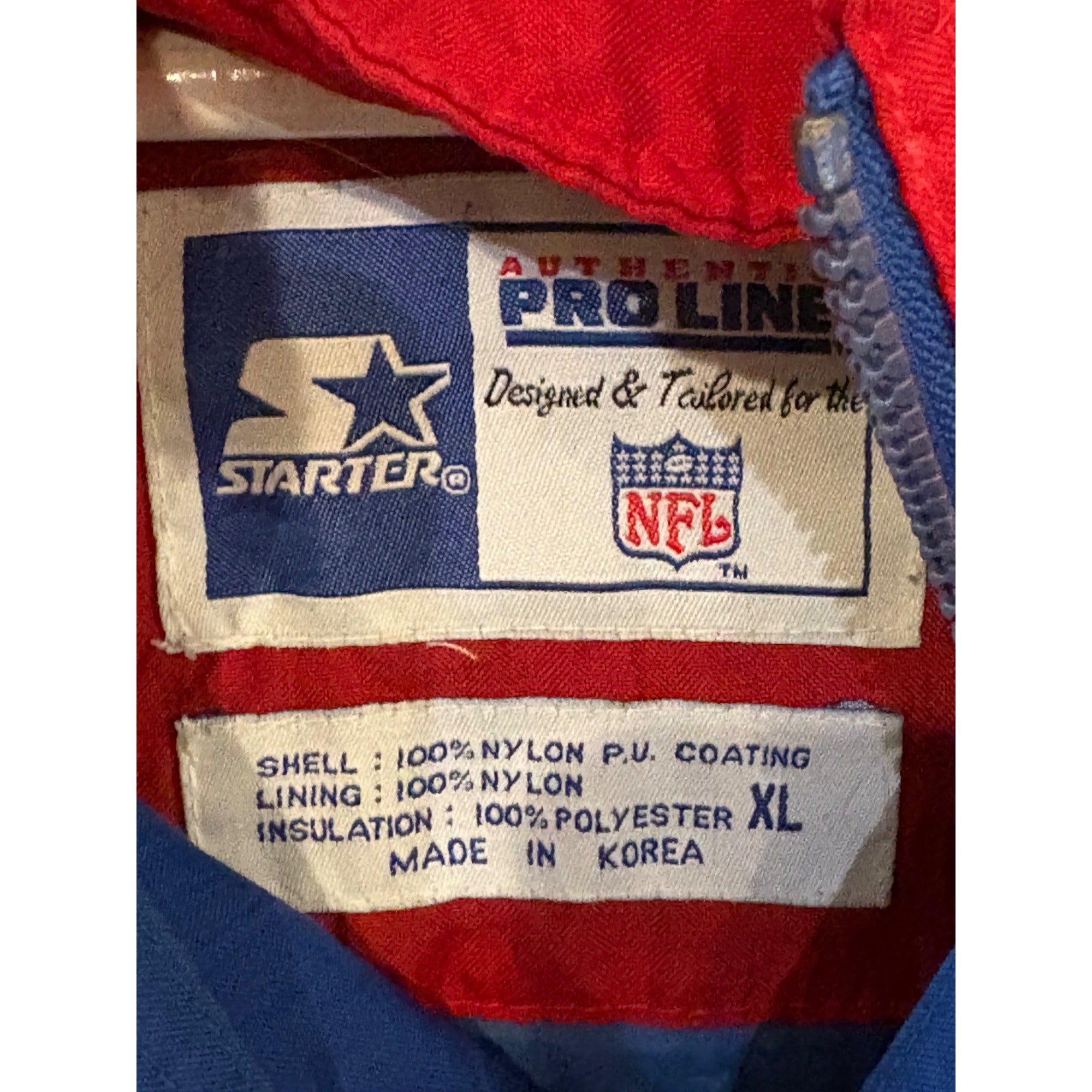 Vtg 90s Starter New York Giants Pro Line Puffer Jacket Men's XL Pullover 1/2 Zip