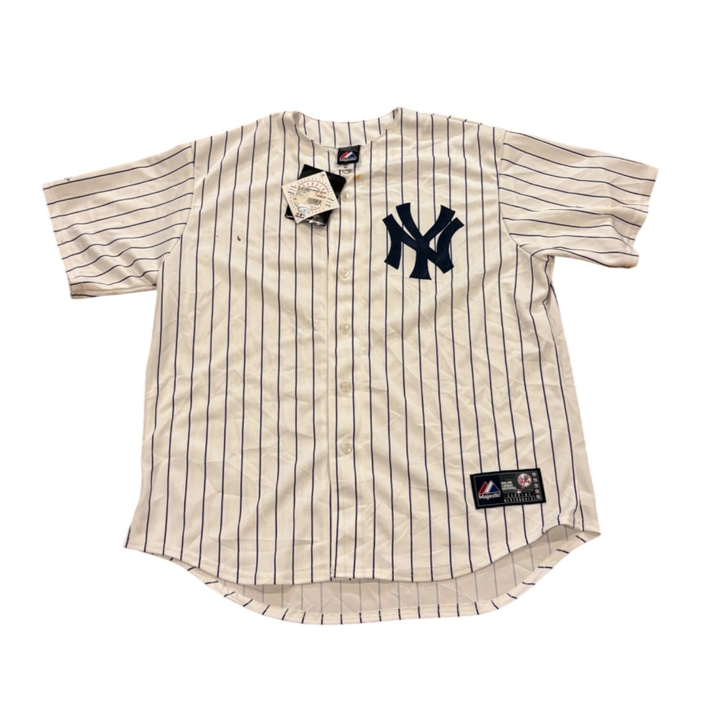 Majestic New York Yankees Derek Jeter #2 Home White Jersey Men's XL NWT w/Flaws