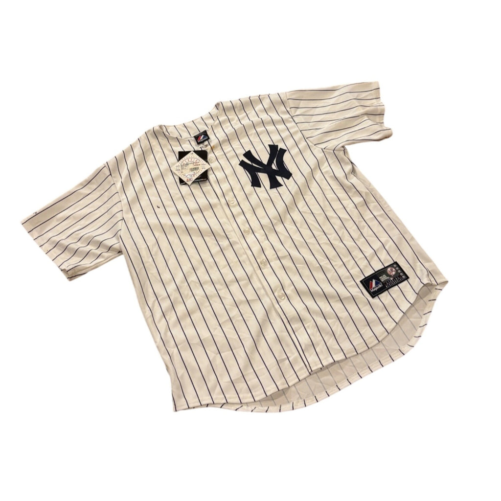Majestic New York Yankees Derek Jeter #2 Home White Jersey Men's XL NWT w/Flaws
