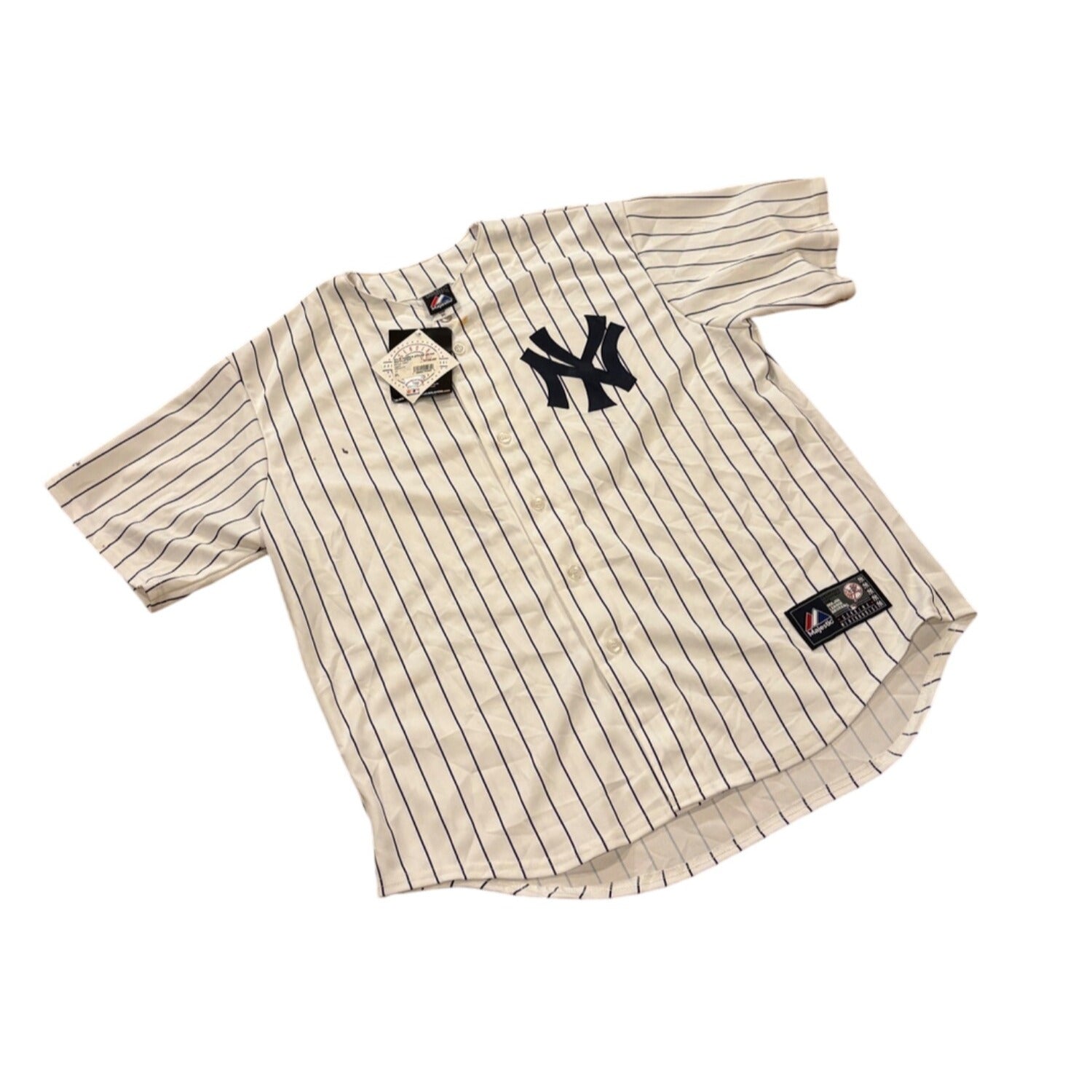 Majestic New York Yankees Derek Jeter #2 Home White Jersey Men's XL NWT w/Flaws