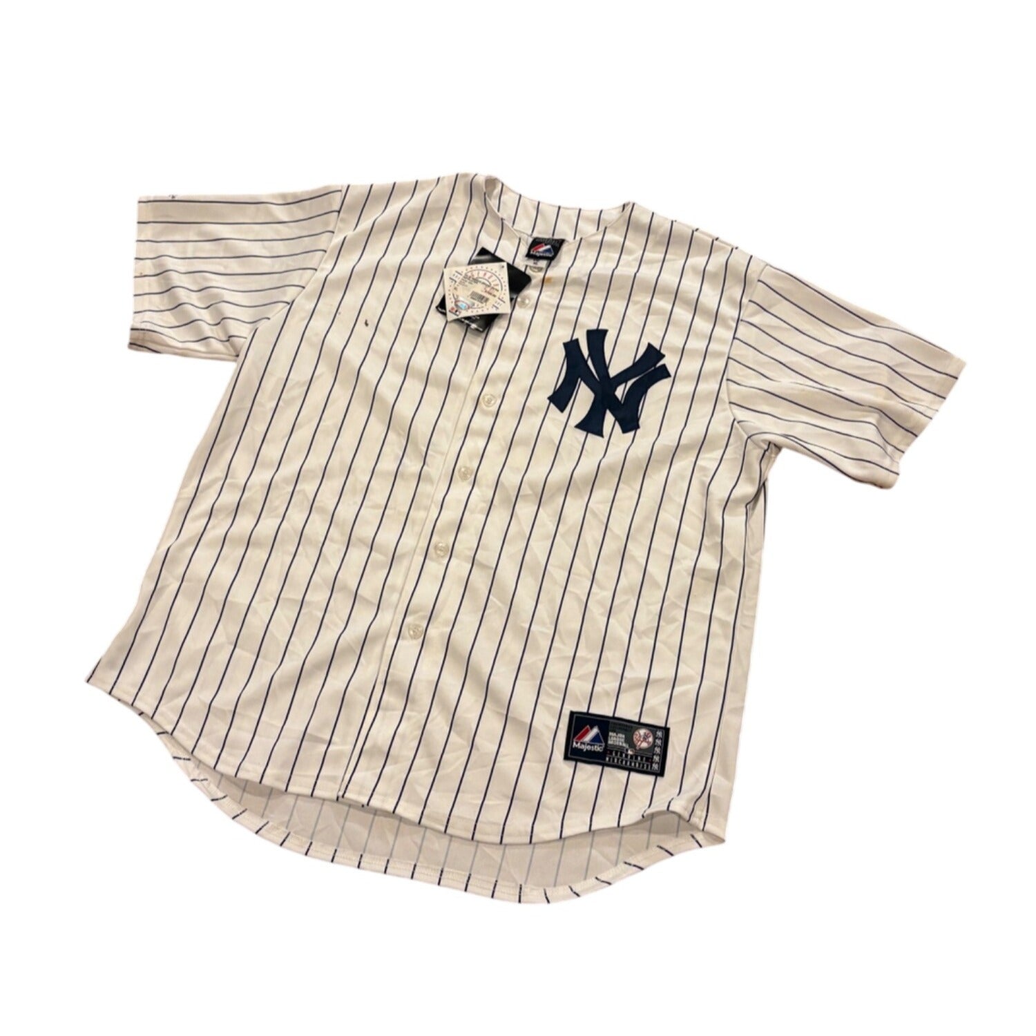 Majestic New York Yankees Derek Jeter #2 Home White Jersey Men's XL NWT w/Flaws