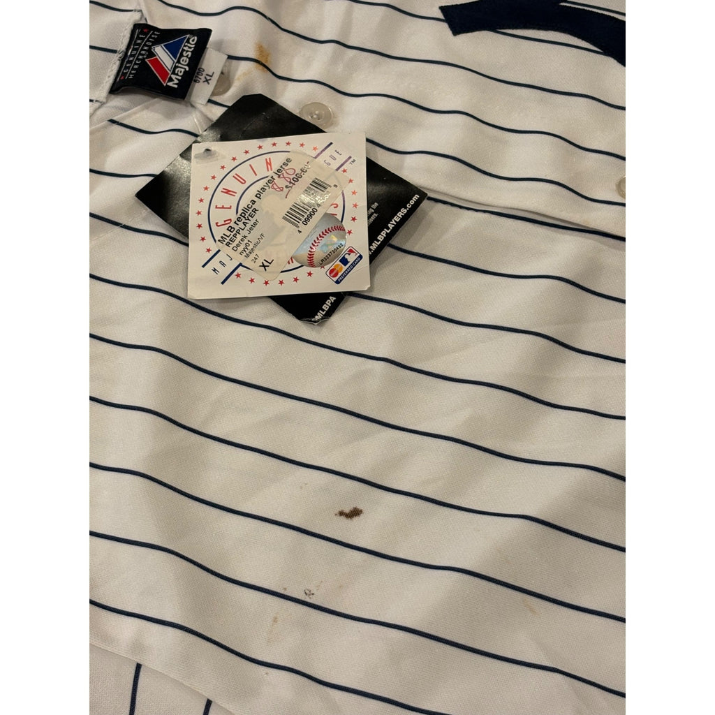 Majestic New York Yankees Derek Jeter #2 Home White Jersey Men's XL NWT w/Flaws