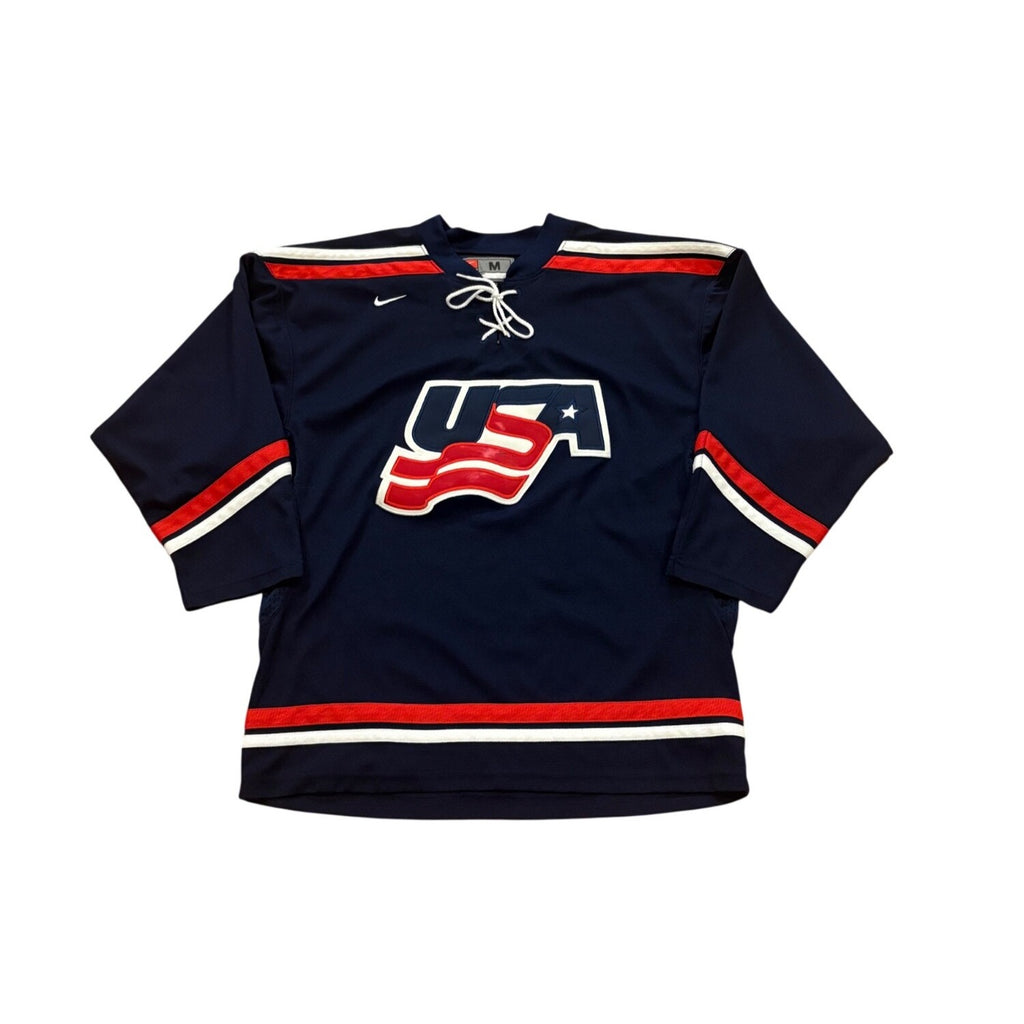 Nike Team USA Hockey Stitched Blue Hockey Jersey Youth Size Medium