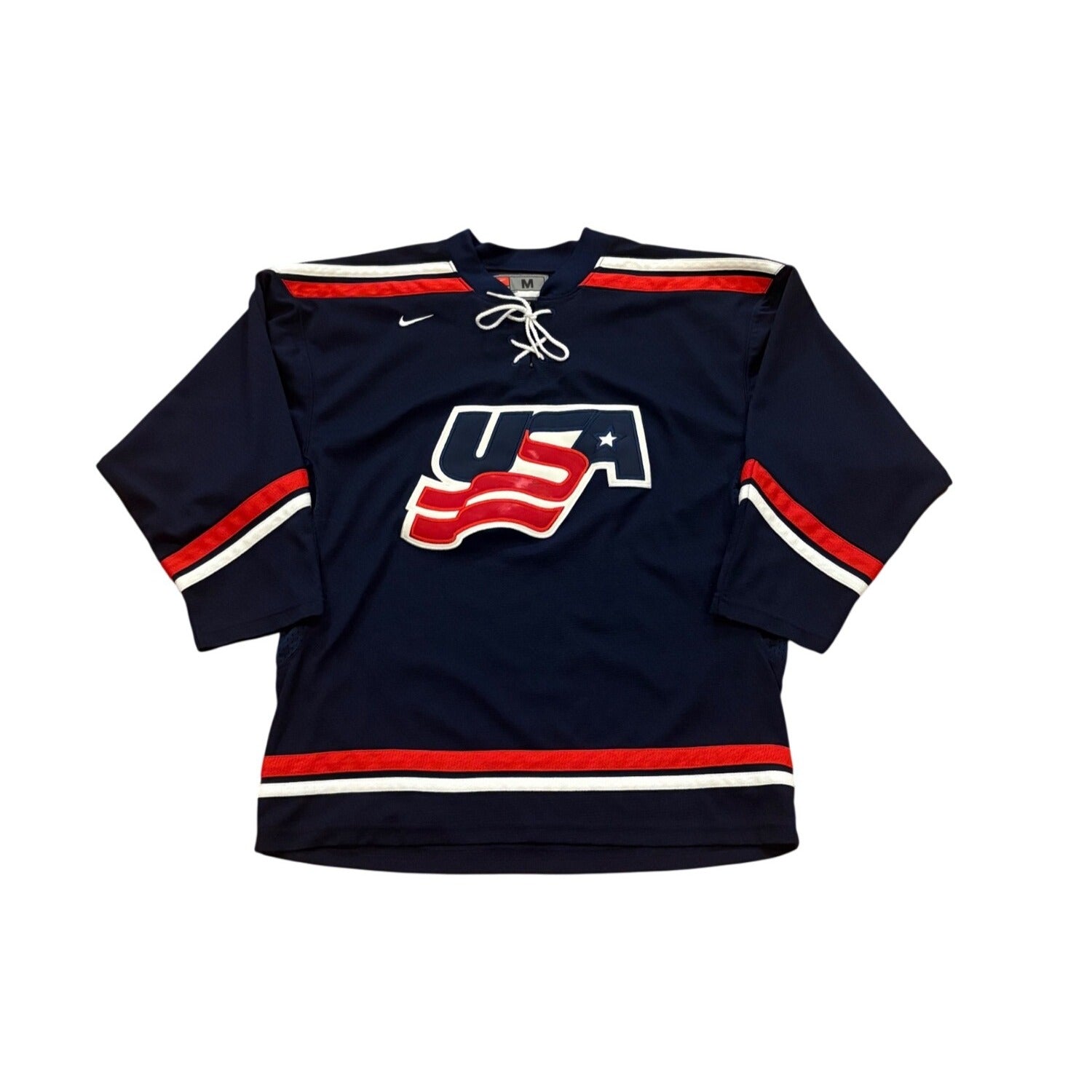 Nike Team USA Hockey Stitched Blue Hockey Jersey Youth Size Medium