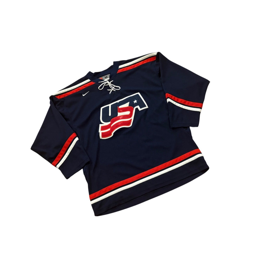 Nike Team USA Hockey Stitched Blue Hockey Jersey Youth Size Medium