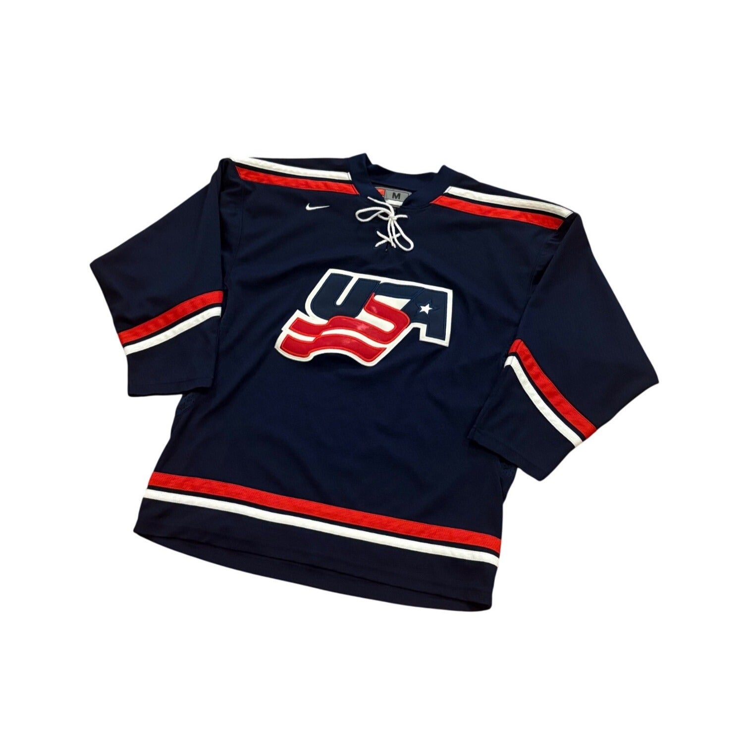 Nike Team USA Hockey Stitched Blue Hockey Jersey Youth Size Medium