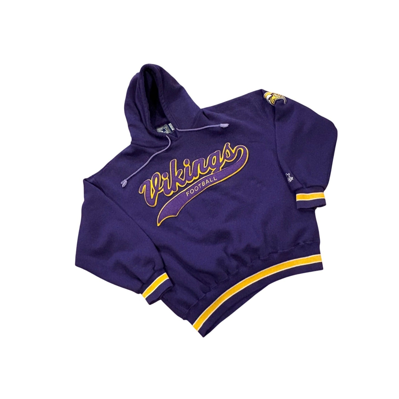 Vintage Starter 90s Minnesota Vikings Tail Sweep NFL Hooded Sweatshirt Large