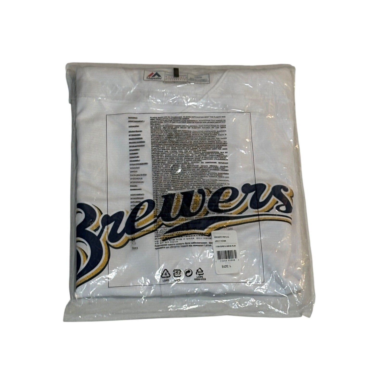 Majestic Milwaukee Brewers Cool Base MLB Baseball White Men's Size Large NEW