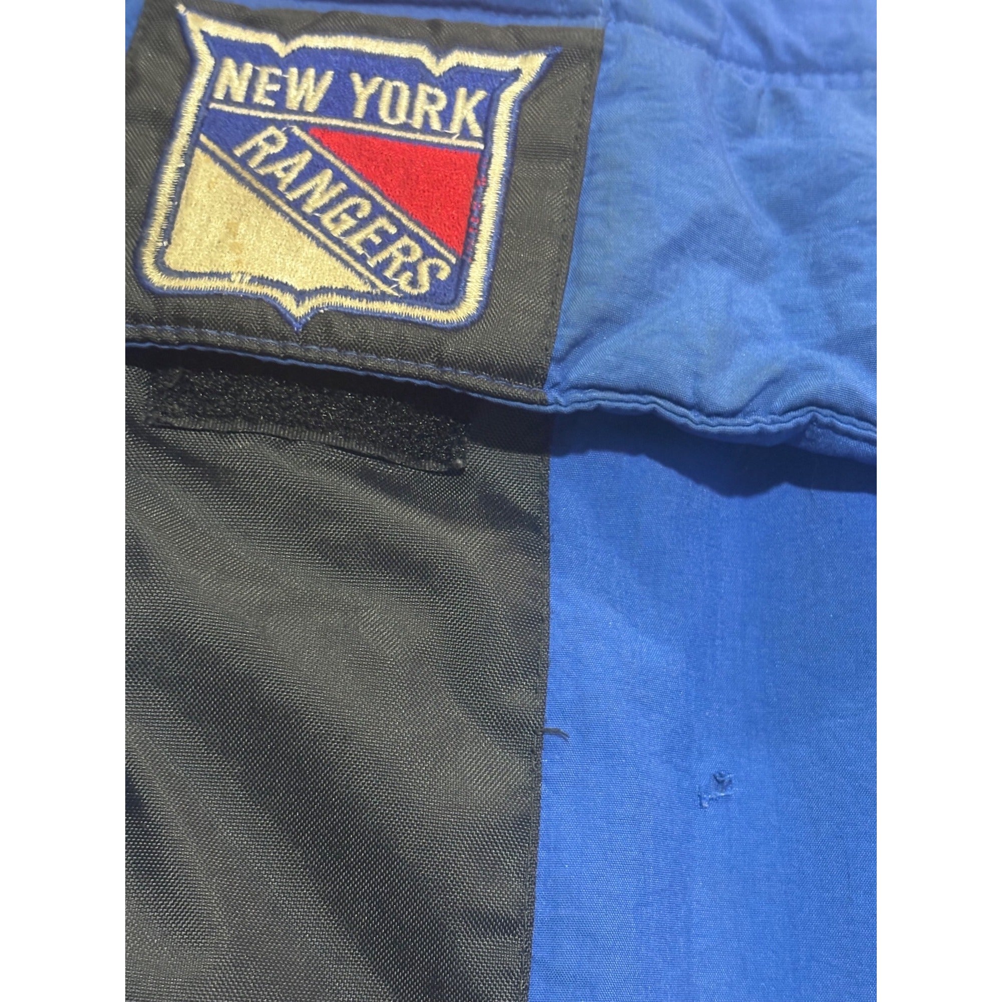 Starter New York Rangers NHL Hockey Puffer Jacket Youth Large Blue 1/2 Zip