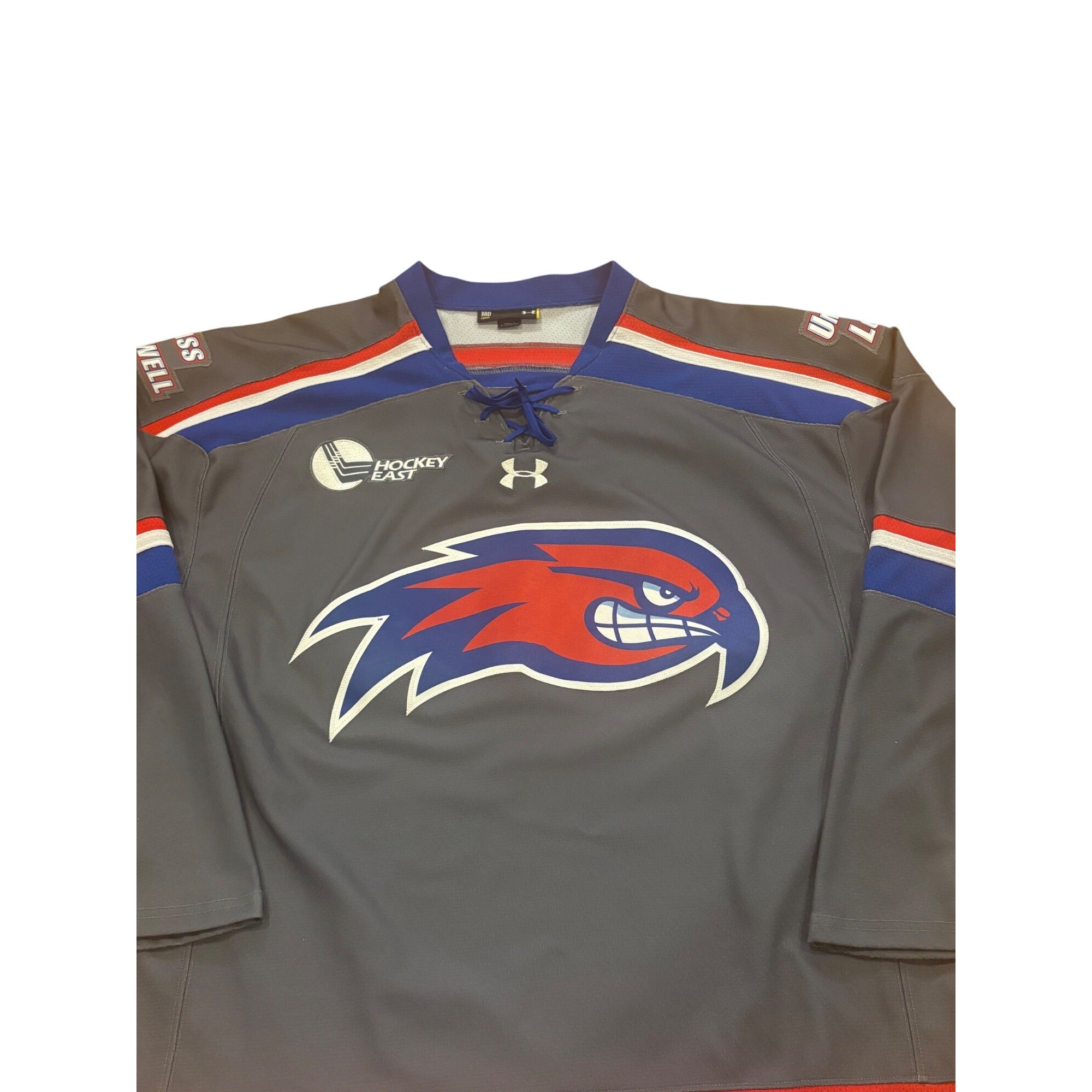 Under Armour UMass Lowell River Hawks Gray Alternate NCAA Hockey Jersey Medium