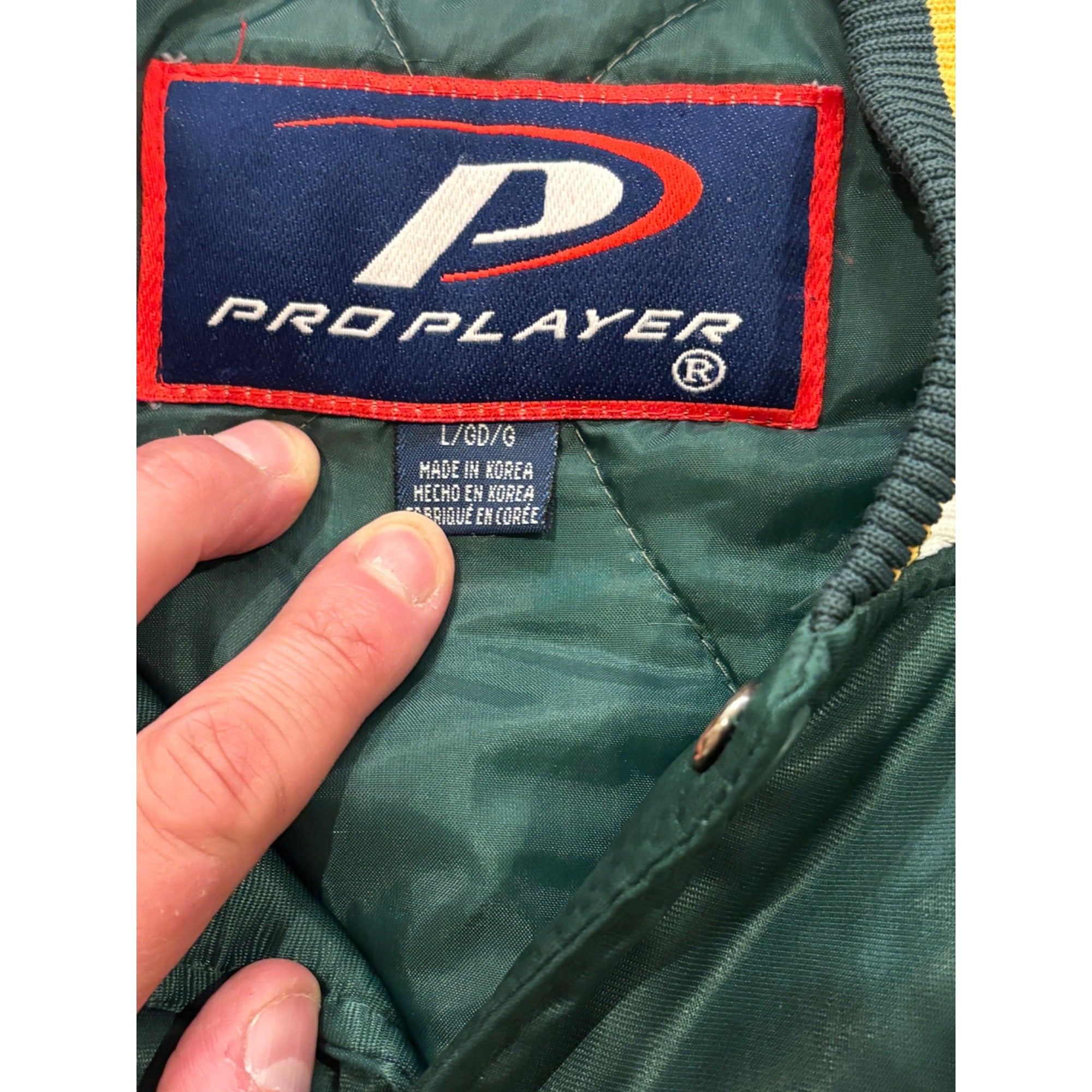 Vintage Pro Player Green Bay Packers NFL Satin Bomber Jacket Green Men's Large