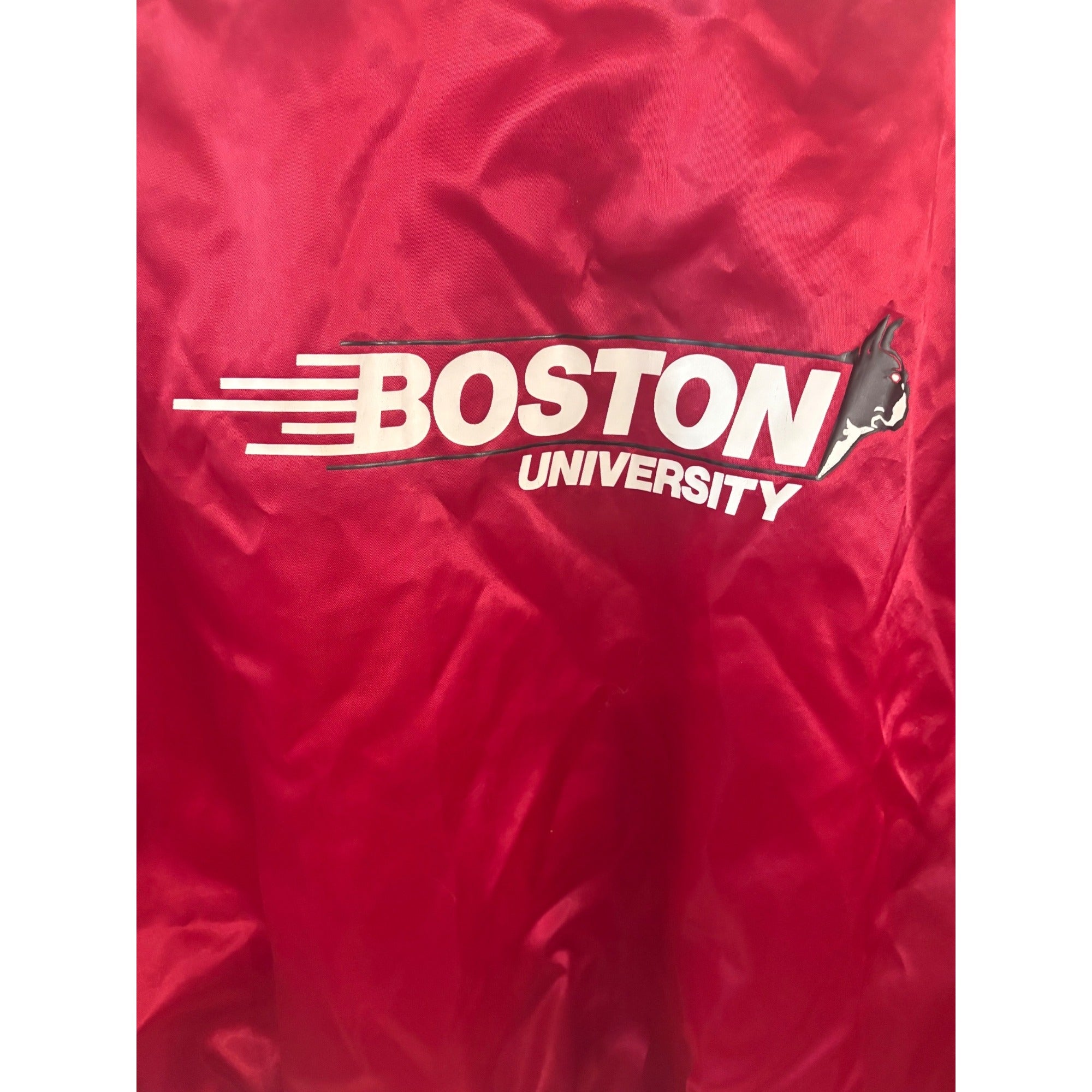 Rare 80s Boston University Terriers Baseball Satin Bomber Jacket Red Men's Large
