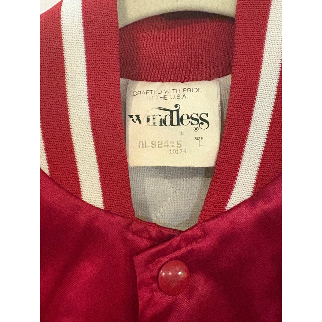 Rare 80s Boston University Terriers Baseball Satin Bomber Jacket Red Men's Large