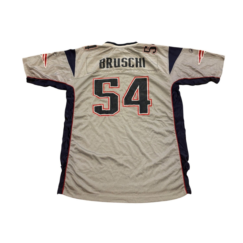 Rare Reebok New England Patriots Tedy Bruschi #54 Silver NFL Football Jersey XL