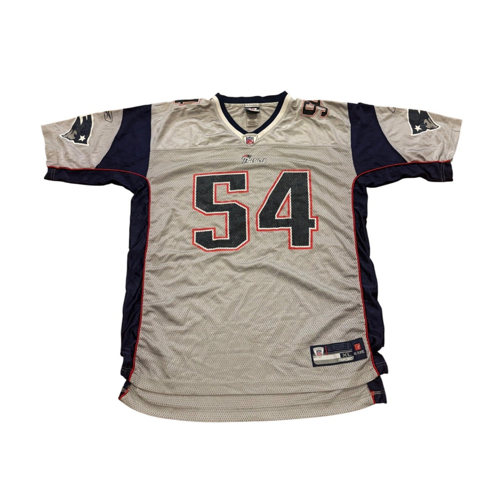 Rare Reebok New England Patriots Tedy Bruschi #54 Silver NFL Football Jersey XL