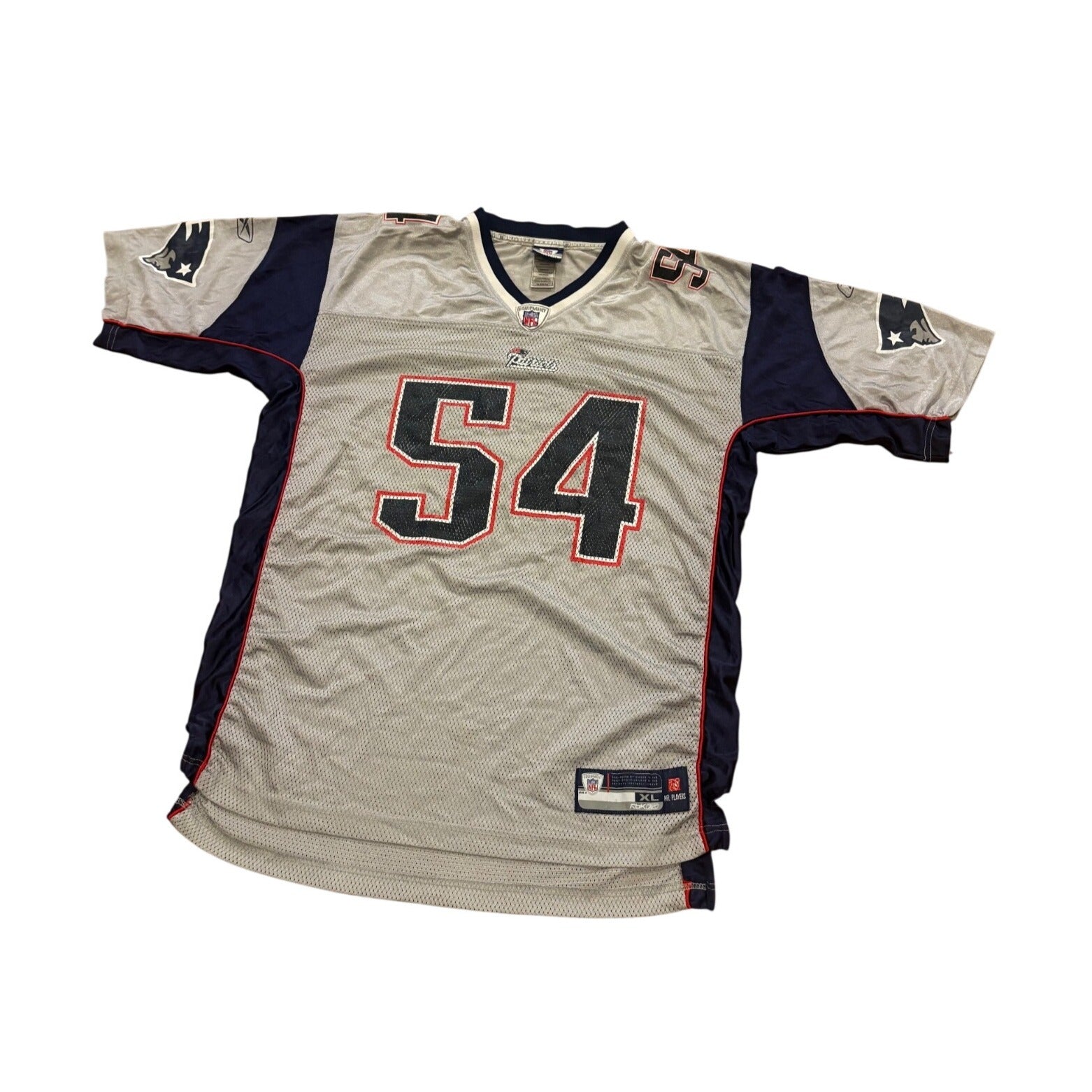 Rare Reebok New England Patriots Tedy Bruschi #54 Silver NFL Football Jersey XL