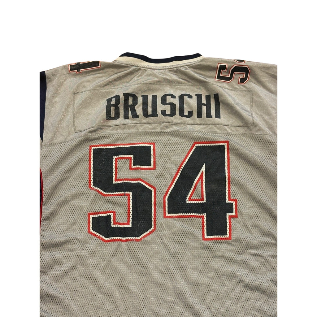 Rare Reebok New England Patriots Tedy Bruschi #54 Silver NFL Football Jersey XL