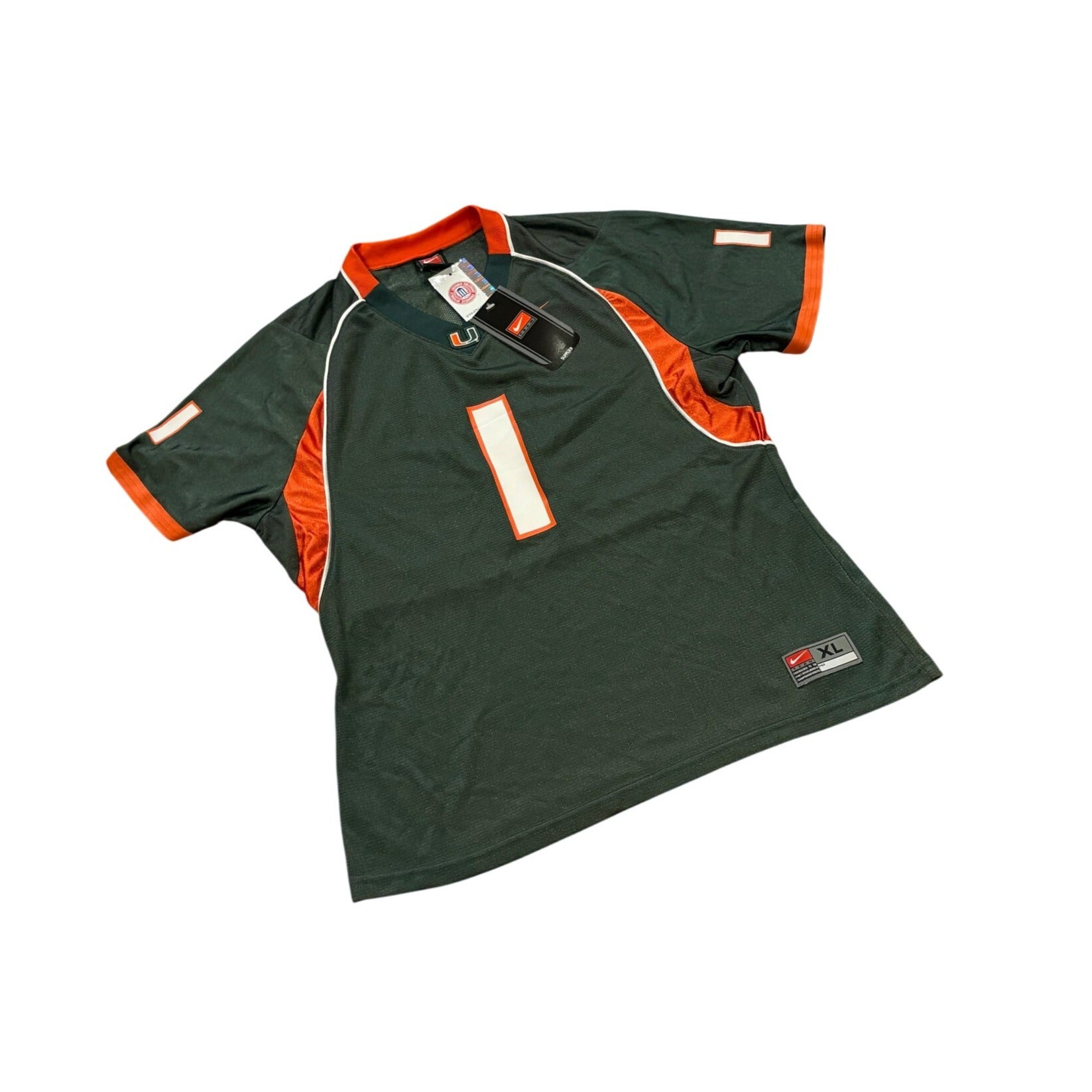 Nike Team Miami Hurricanes #1 NCAA Football Jersey Green Youth XL NWT