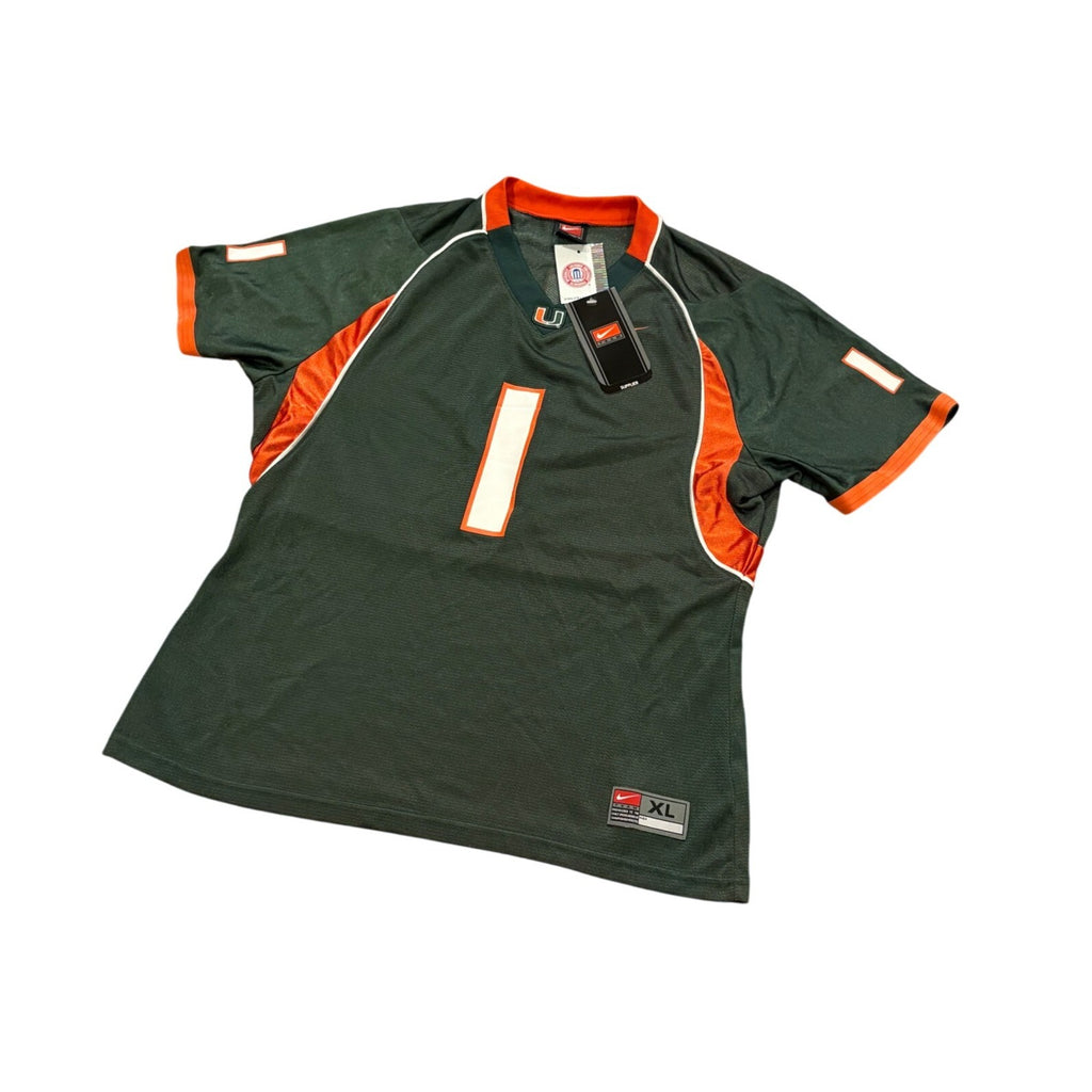 Nike Team Miami Hurricanes #1 NCAA Football Jersey Green Youth XL NWT