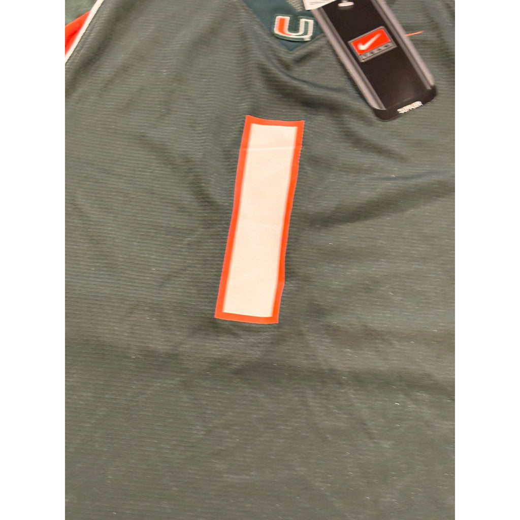 Nike Team Miami Hurricanes #1 NCAA Football Jersey Green Youth XL NWT