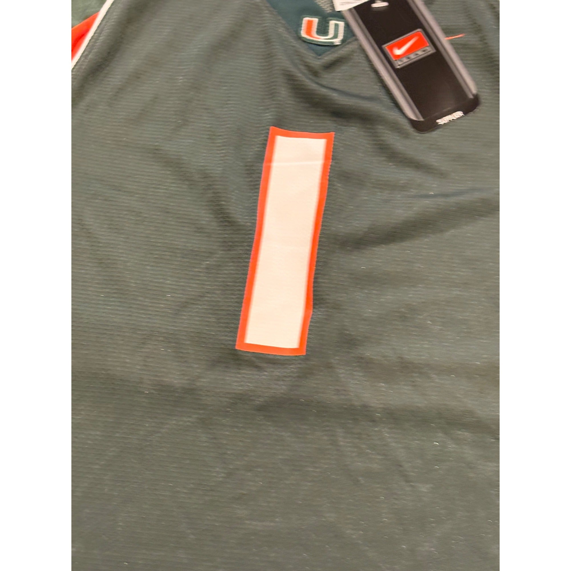 Nike Team Miami Hurricanes #1 NCAA Football Jersey Green Youth XL NWT