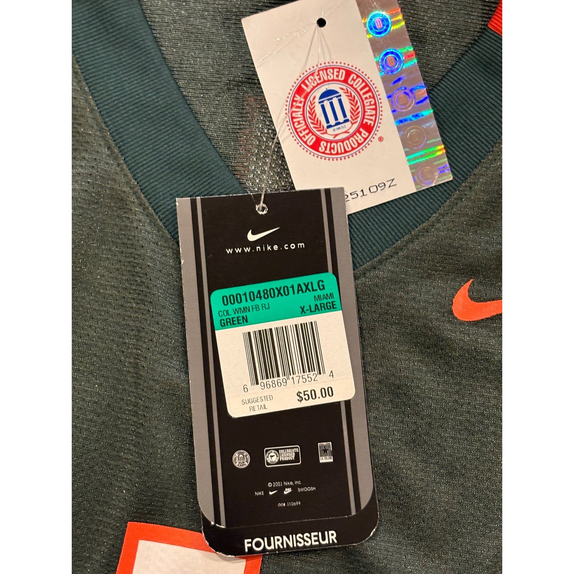 Nike Team Miami Hurricanes #1 NCAA Football Jersey Green Youth XL NWT