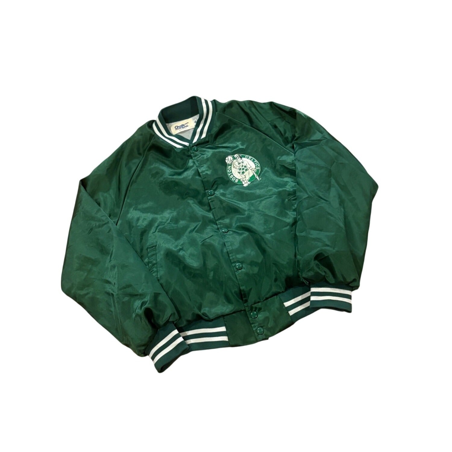 Vintage 90s Chalk Line Boston Celtics NBA Basketball Satin Jacket Green Medium