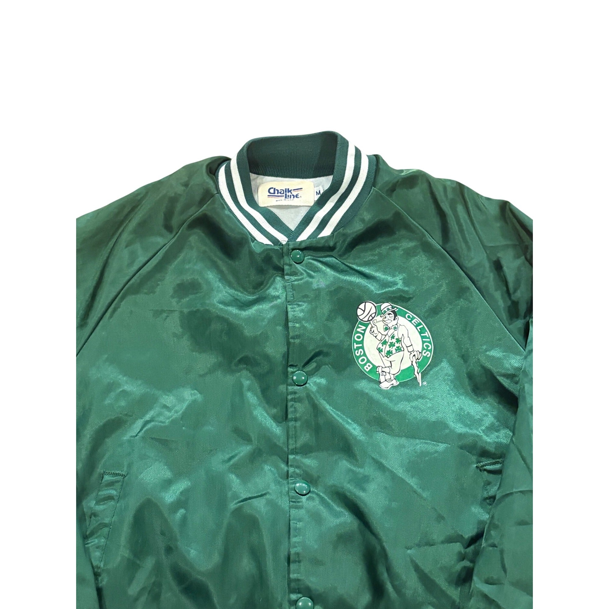 Vintage 90s Chalk Line Boston Celtics NBA Basketball Satin Jacket Green Medium
