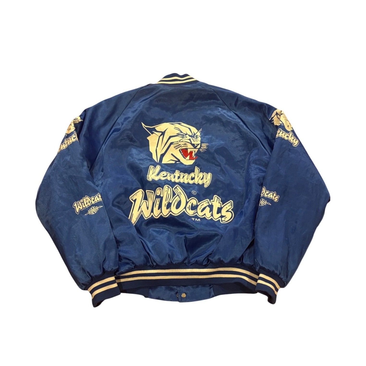 Vintage 1980's Kentucky Wildcats Auburn Sportswear Satin Jacket Blue Men's Large