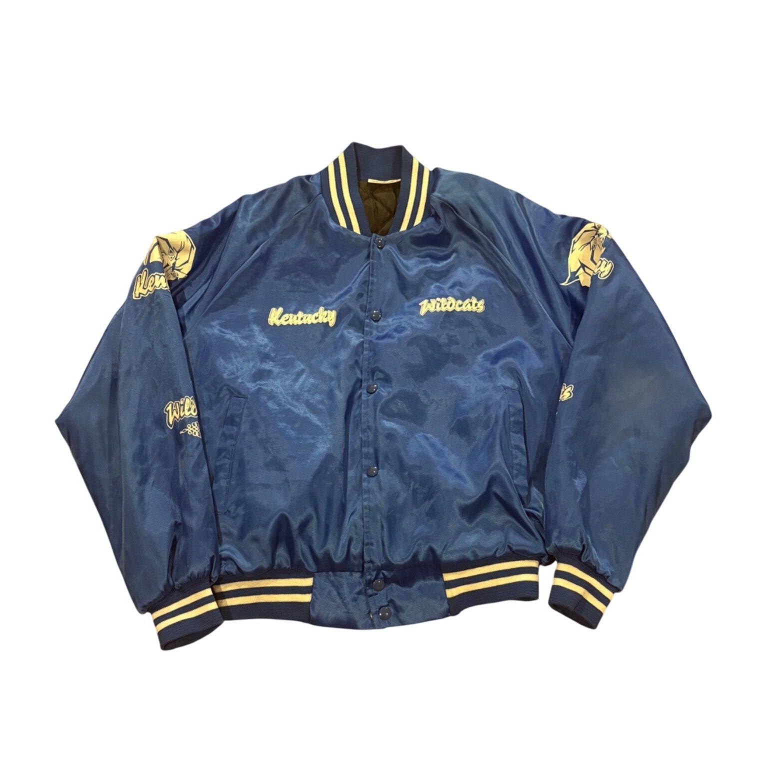 Vintage 1980's Kentucky Wildcats Auburn Sportswear Satin Jacket Blue Men's Large