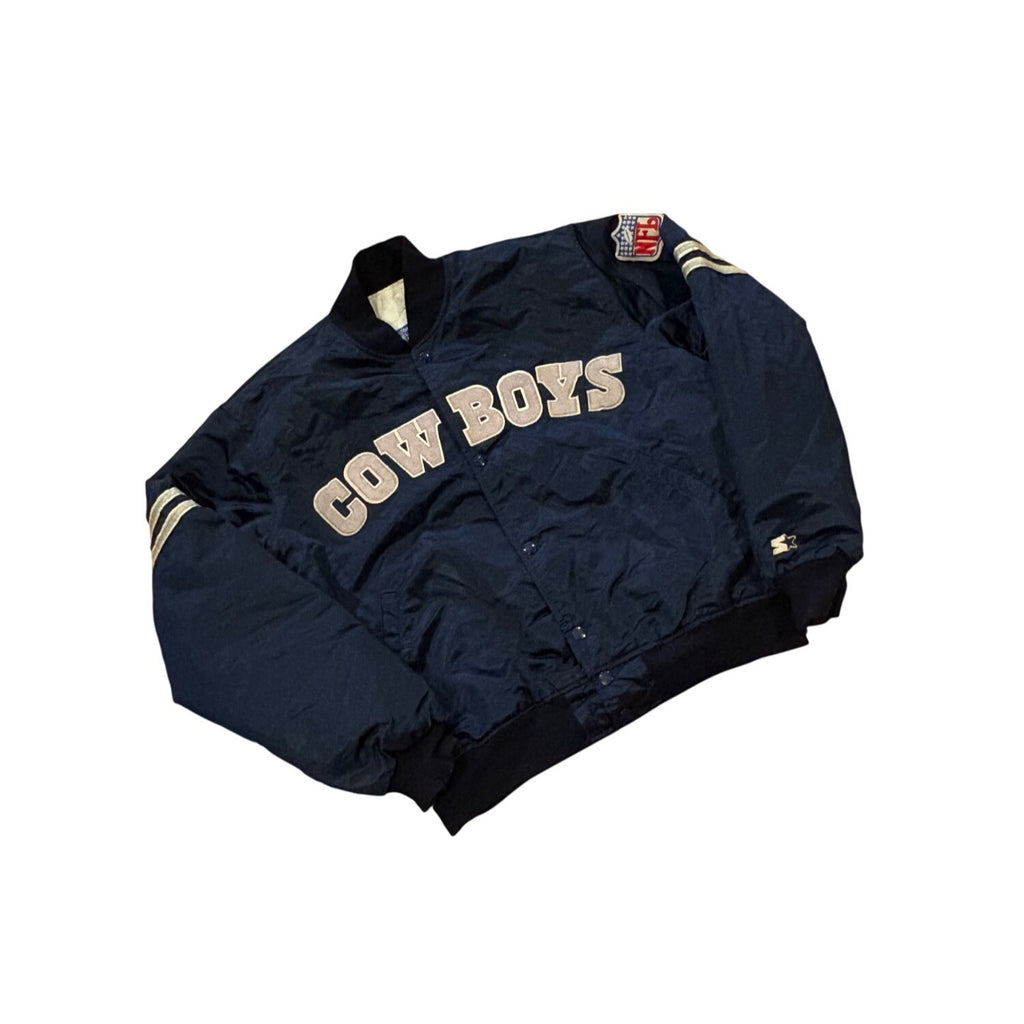 Vintage 90's NFL Starter Dallas Cowboys Satin Jacket Men's Size Large Navy Blue