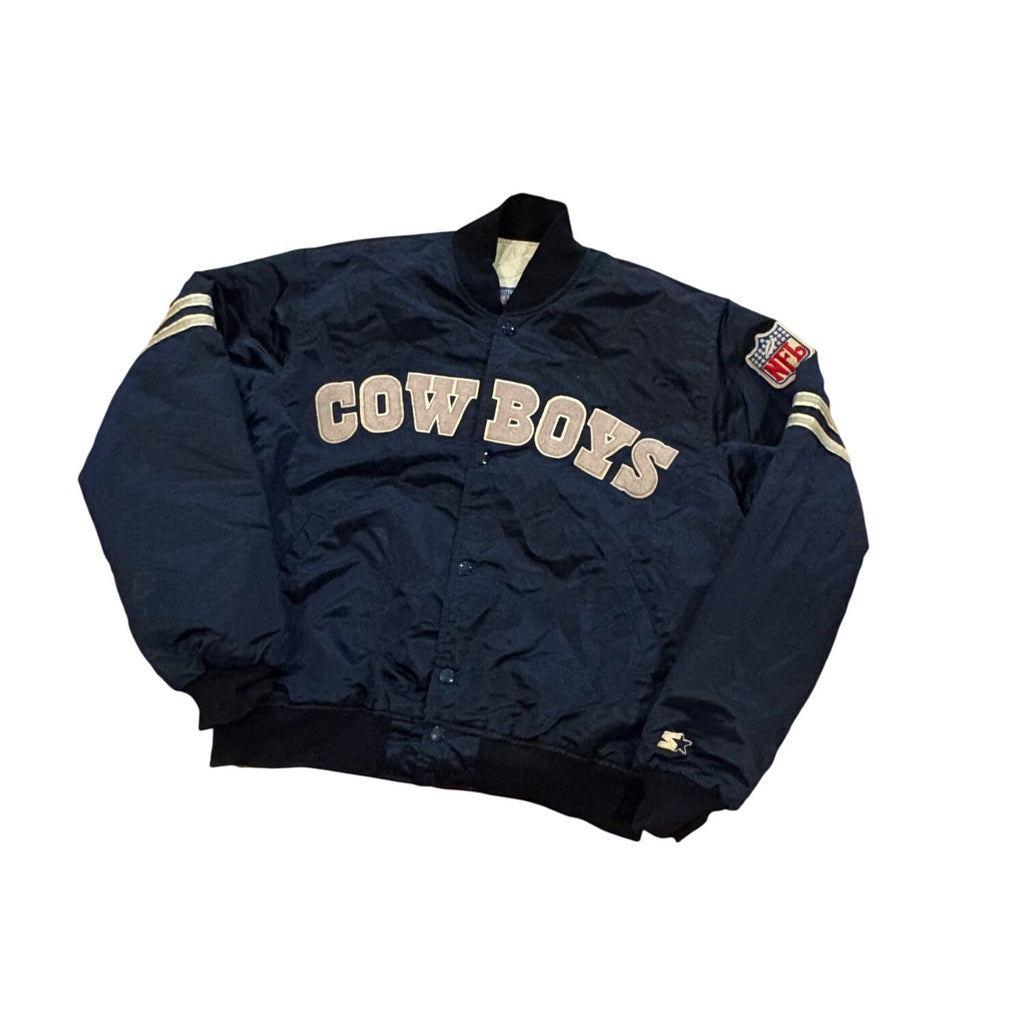 Vintage 90's NFL Starter Dallas Cowboys Satin Jacket Men's Size Large Navy Blue