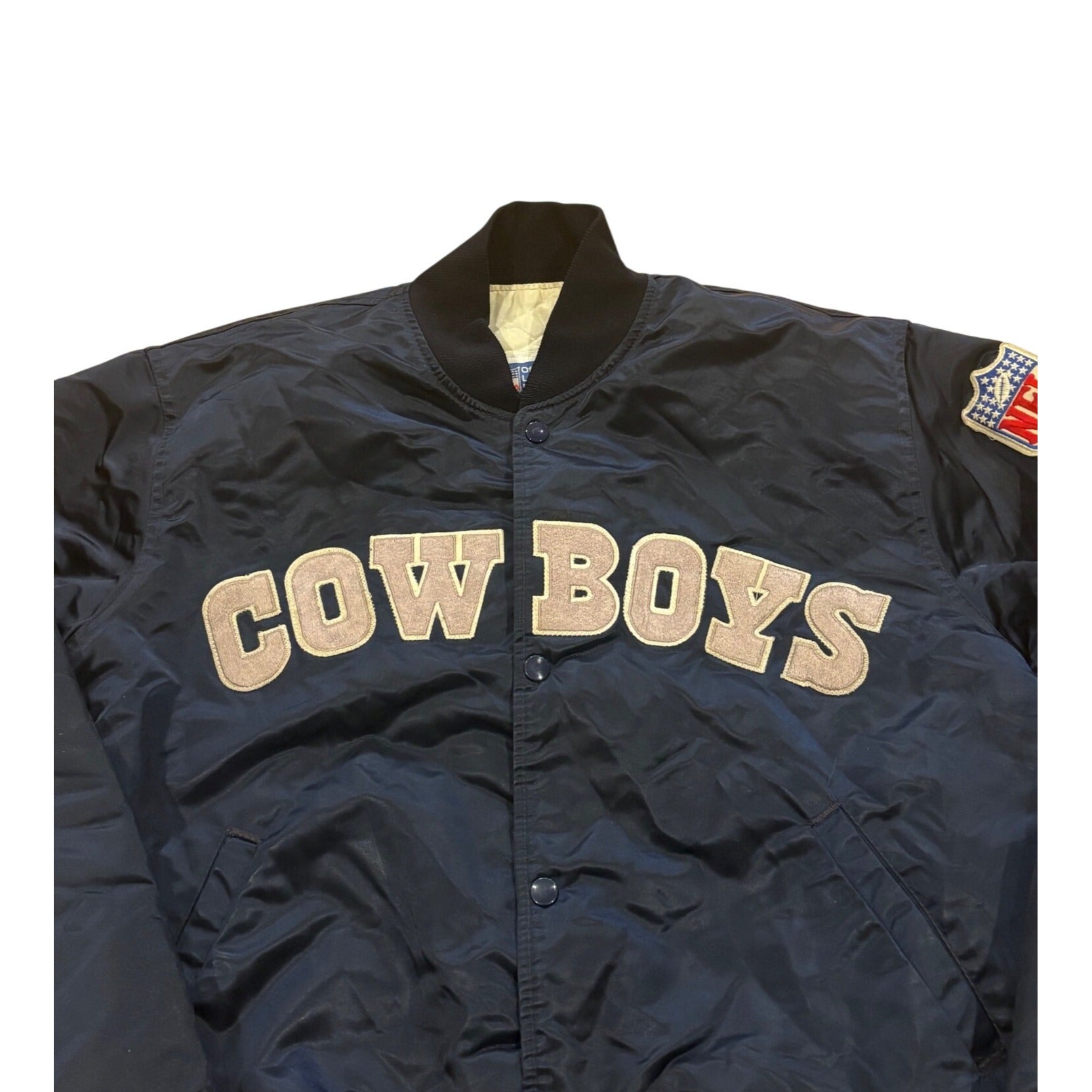 Vintage 90's NFL Starter Dallas Cowboys Satin Jacket Men's Size Large Navy Blue