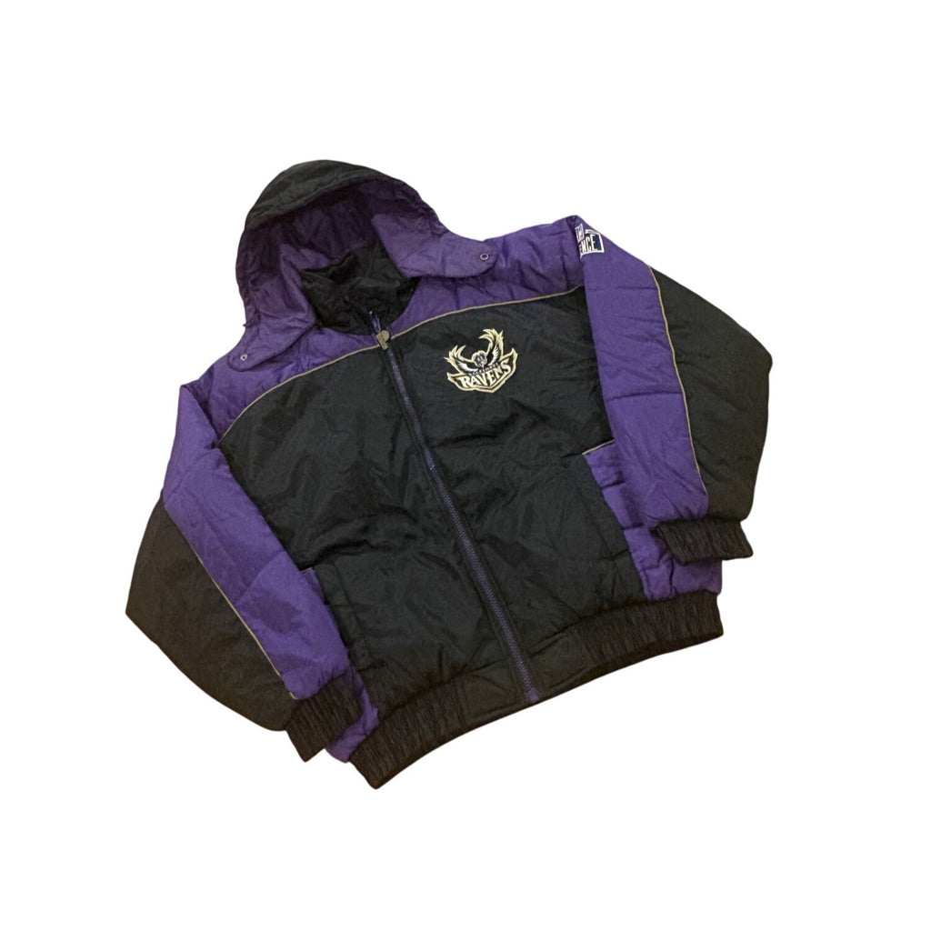 Vintage 90s Pro Player Baltimore Ravens Old Logo NFL Puffer Hooded Jacket Large