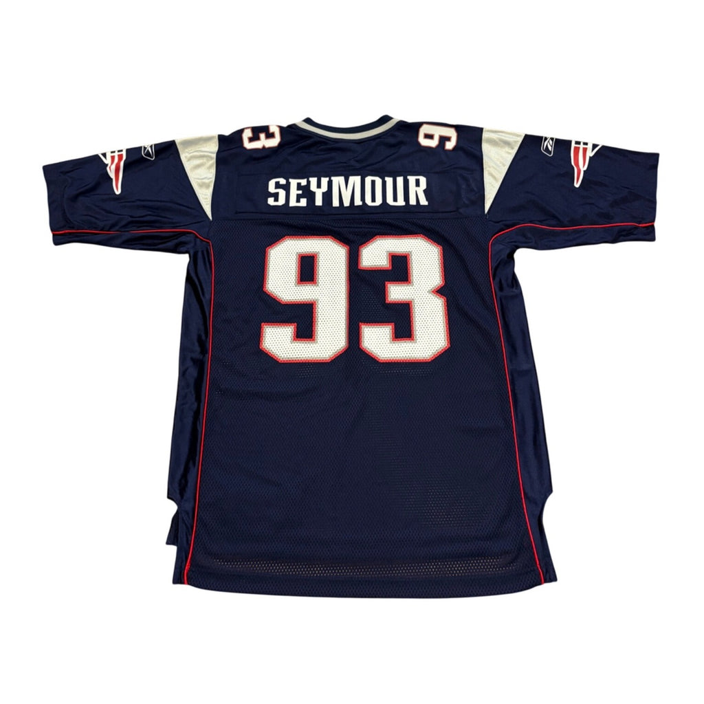 Reebok New England Patriots Richard Seymour #93 Blue NFL Jersey Men's Large