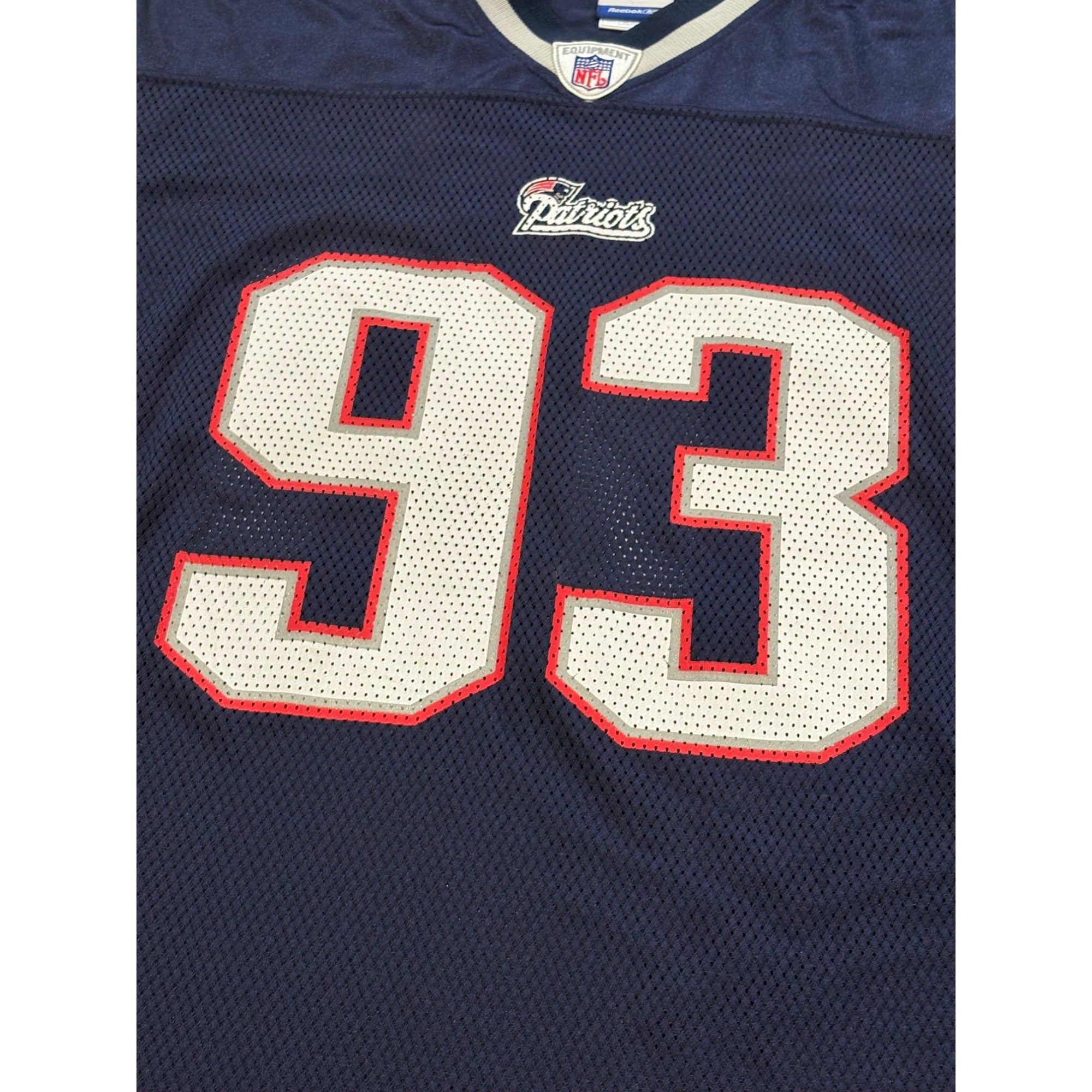 Reebok New England Patriots Richard Seymour #93 Blue NFL Jersey Men's Large