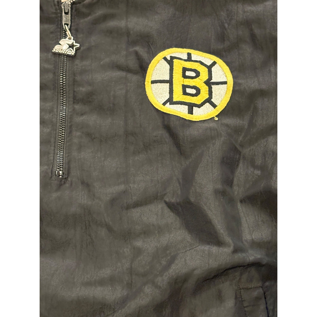 Vintage 1990's Starter Boston Bruins 1/4 Zip Pullover Jacket Black Men's Large