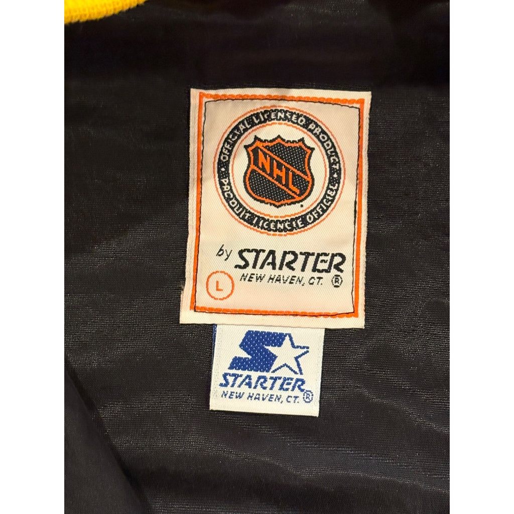 Vintage 1990's Starter Boston Bruins 1/4 Zip Pullover Jacket Black Men's Large