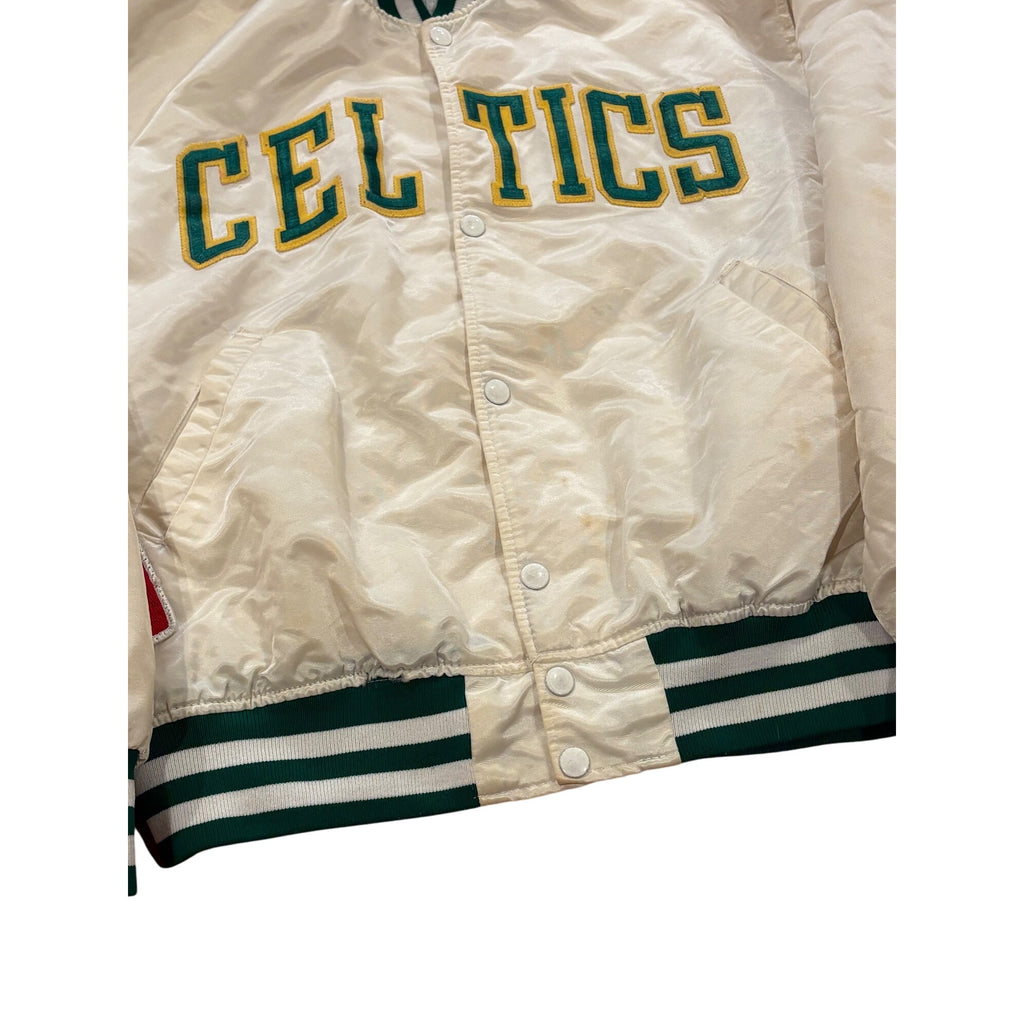 Vintage 80's Starter Boston Celtics NBA White Satin Jacket Men's Large