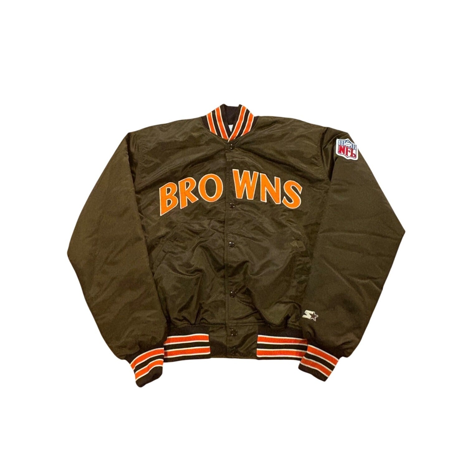 Vintage 80s Starter Cleveland Browns Authentic NFL Pro Line Satin Jacket Mens XL