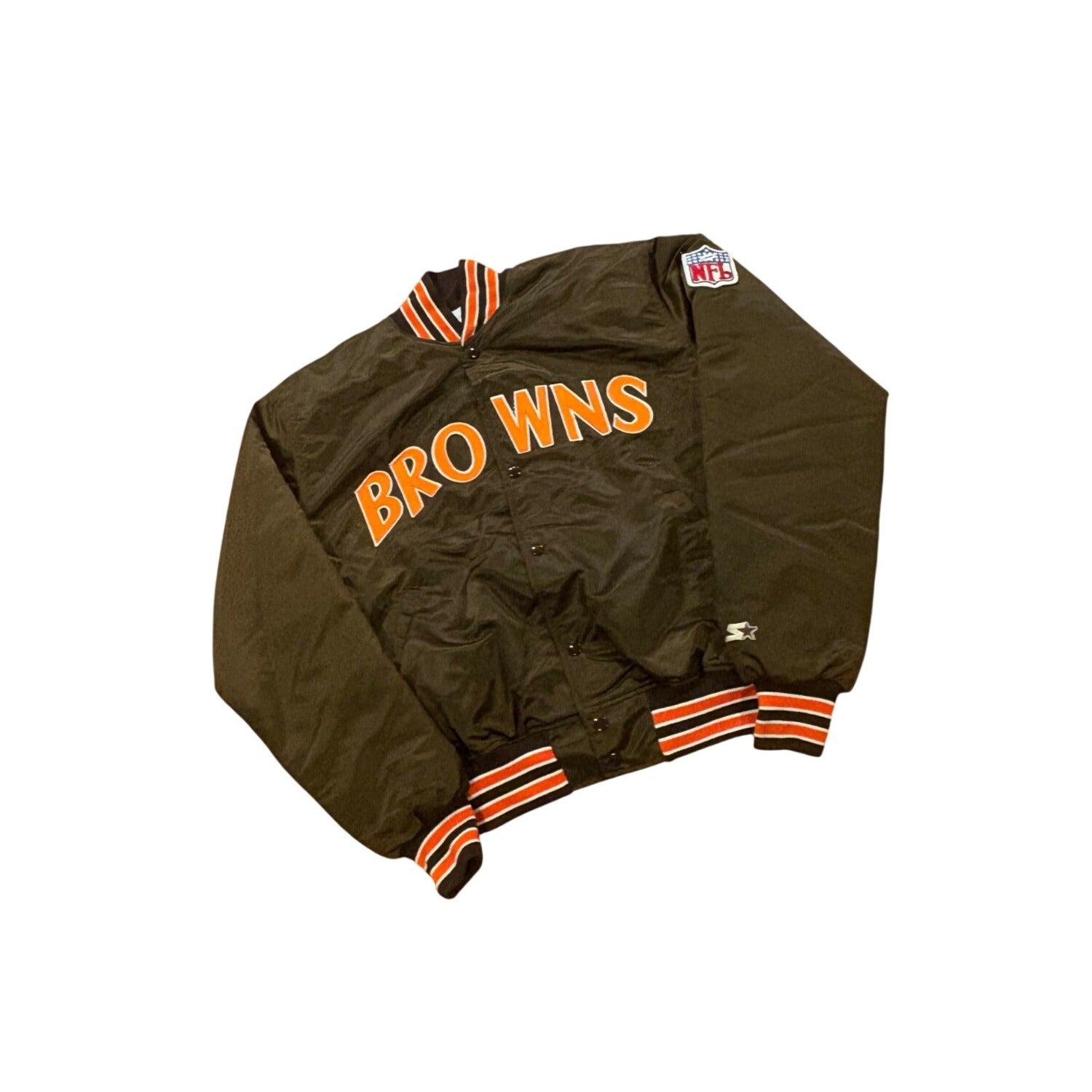 Vintage 80s Starter Cleveland Browns Authentic NFL Pro Line Satin Jacket Mens XL