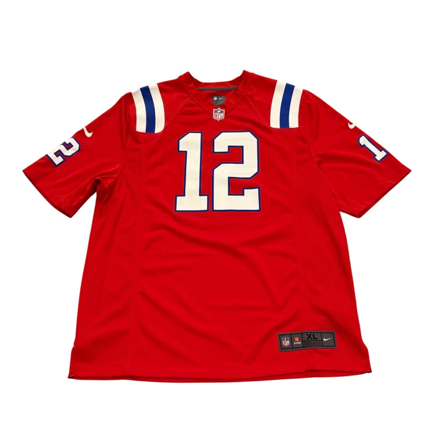Nike New England Patriots Tom Brady #12 Red Throwback NFL Jersey Men's Large