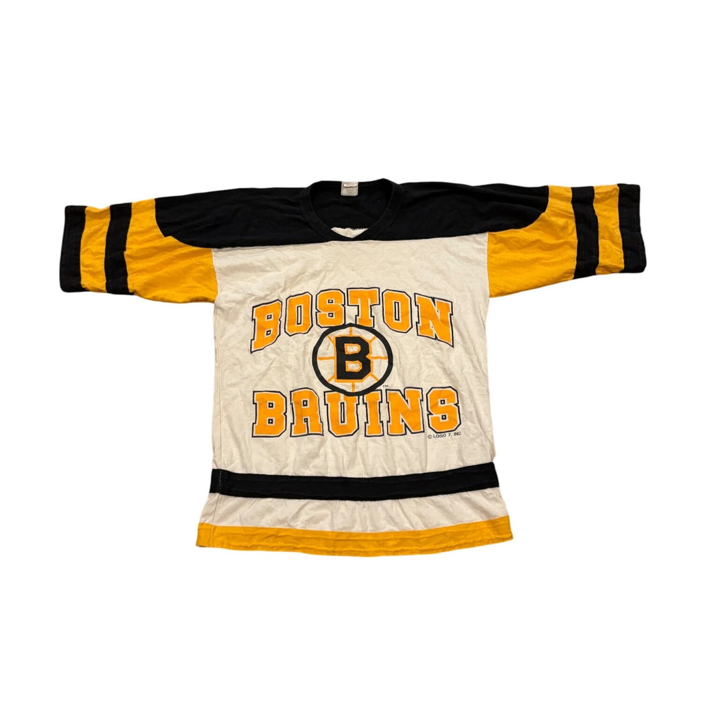 Vintage 90's Logo 7 Boston Bruins NHL Hockey 3/4 Length Shirt Men's Medium