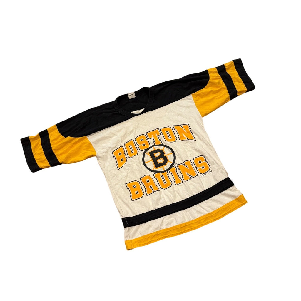 Vintage 90's Logo 7 Boston Bruins NHL Hockey 3/4 Length Shirt Men's Medium